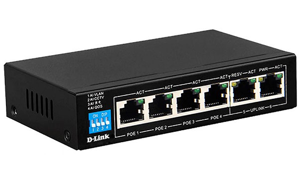 4-Port 10/100/1000Mbps PoE Switch D-Link DGS-F1006P